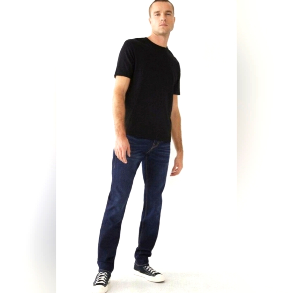 NWT True Religion Men's Rocco Relaxed Skinny Dark Wash Jeans, Size 34